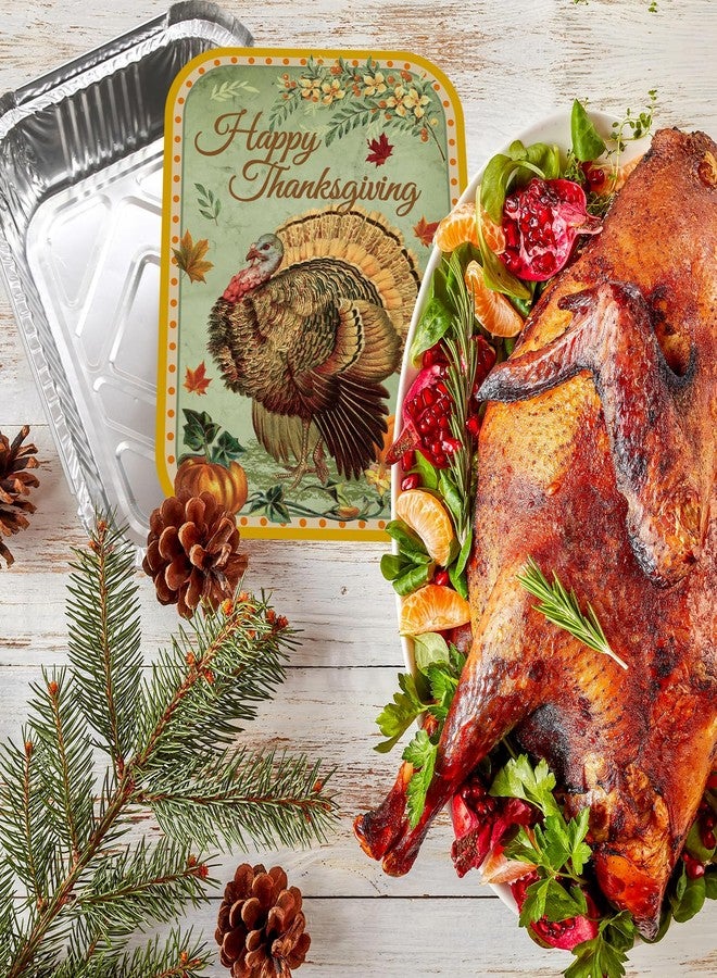 WorldBazaar Rustic Thanksgiving To Go Containers 24PCS Thanksgiving Aluminum Leftover Containers with Lids Fall Turkey Foil Pans Food Sacks Storage Harvest Party Supplies - Image 4
